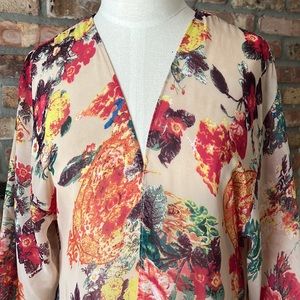 SANS SOUCI Floral Fringe Kimono Coverup